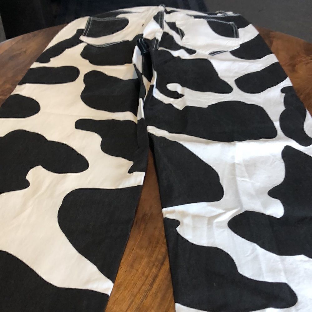 WDIRARA high waist wide leg jeans cow print size small - Picture 8 of 8